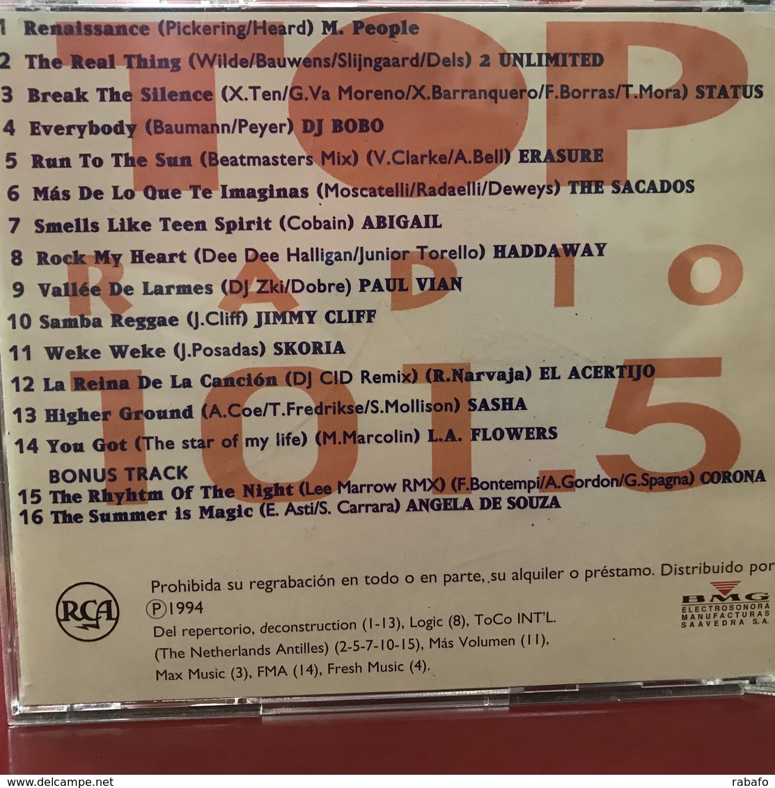 CD Argentino De Artistas Varios Top Radio 101.5 Año 1994 - Dance, Techno & House