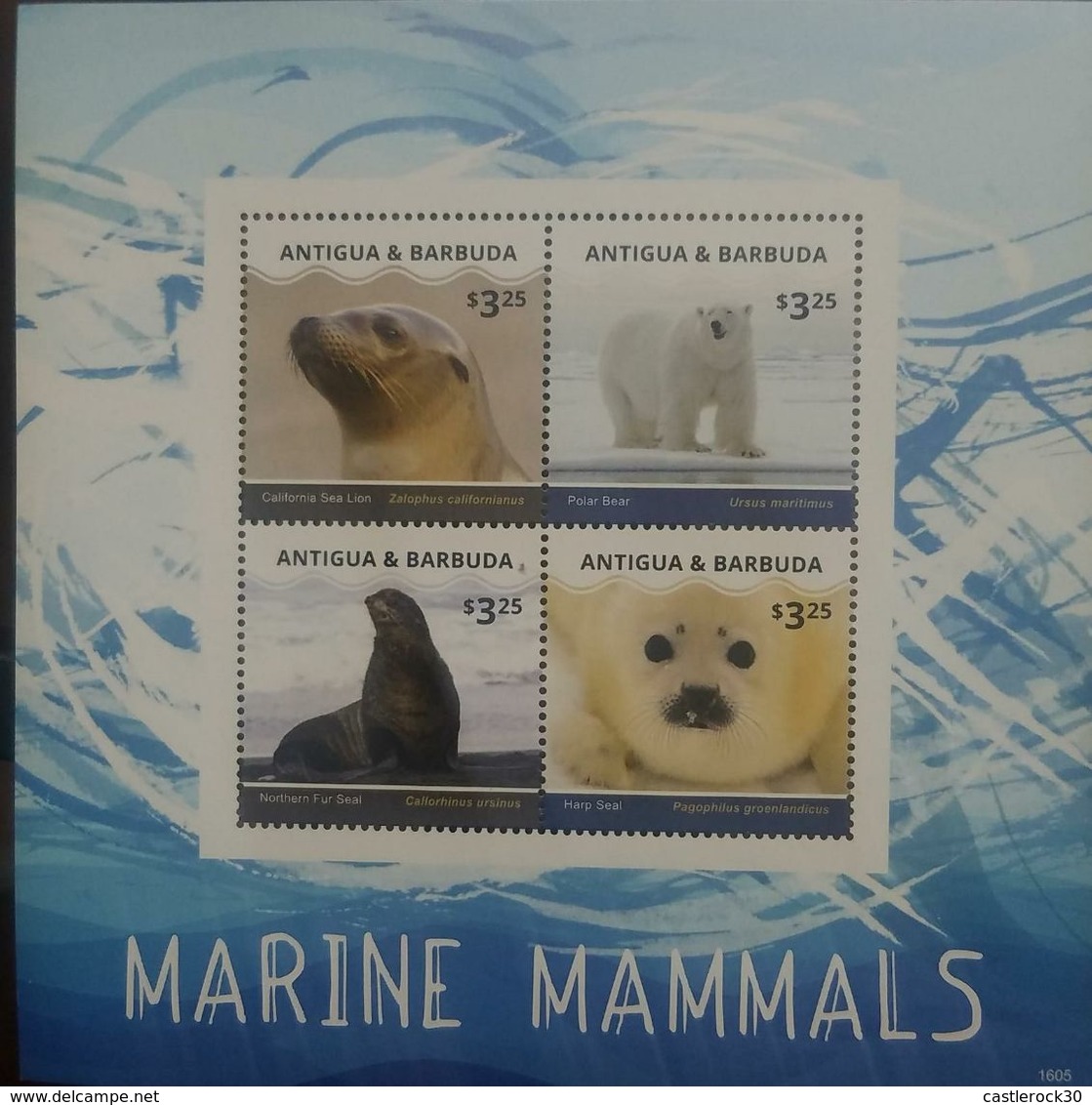 L) 2016 ANTIGUA & BARBUDA, POLAR BEAR, MARINE MAMMALS, CALIFORNIA SEA LION, SEAL, FAUNA, MNH - Antigua And Barbuda (1981-...)