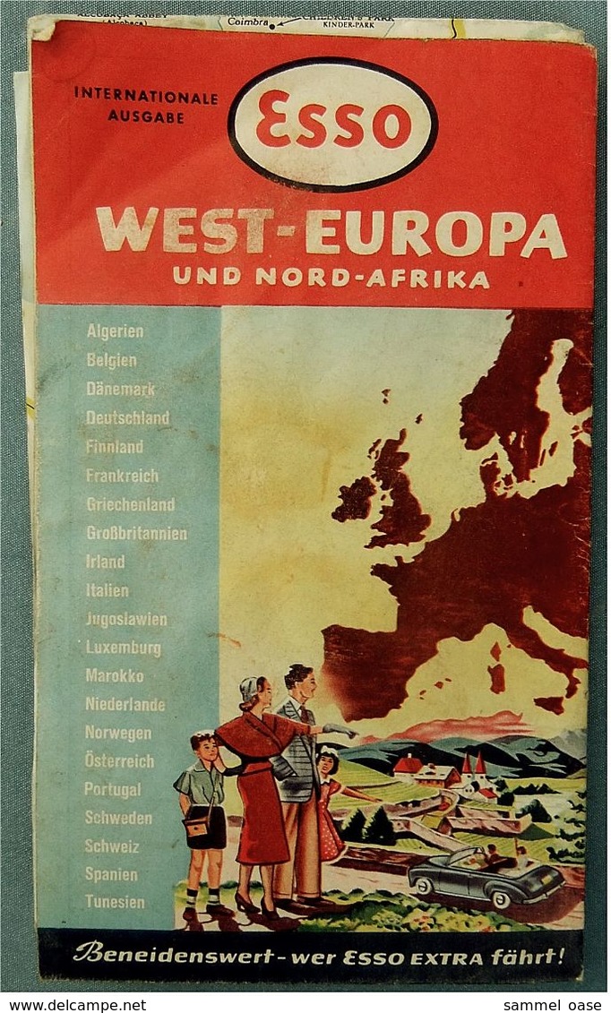 Esso Strassenkarte West-Europa Und Nord-Afrika  - Ca. 62 X 74 Cm - Ca. 1958 - Strassenkarten