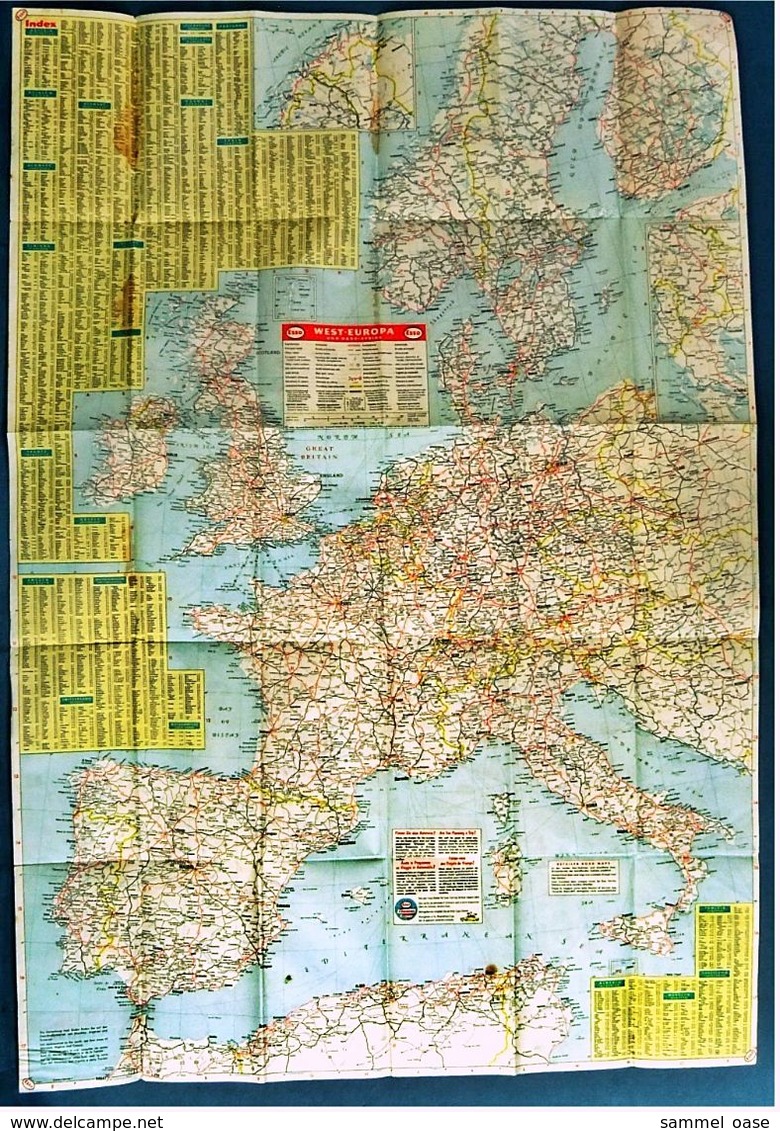 Esso Strassenkarte West-Europa Und Nord-Afrika  - Ca. 62 X 74 Cm - Ca. 1958 - Strassenkarten