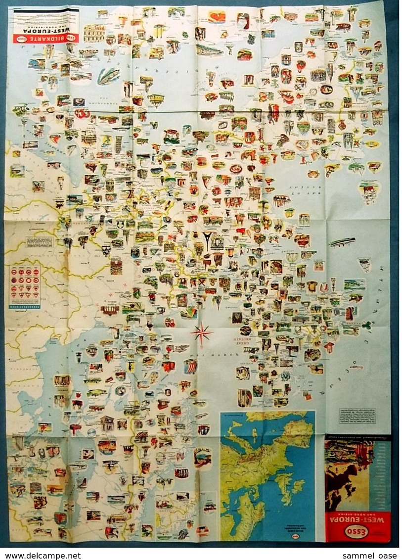 Esso Strassenkarte West-Europa Und Nord-Afrika  - Ca. 62 X 74 Cm - Ca. 1958 - Strassenkarten