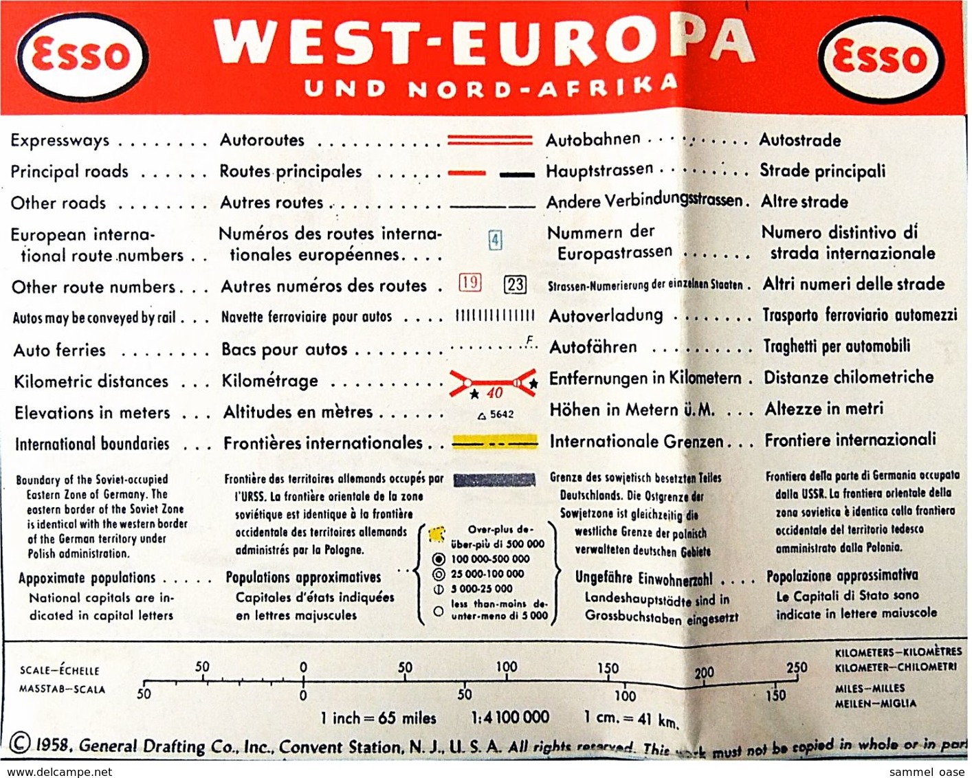 Esso Strassenkarte West-Europa Und Nord-Afrika  - Ca. 62 X 74 Cm - Ca. 1958 - Strassenkarten