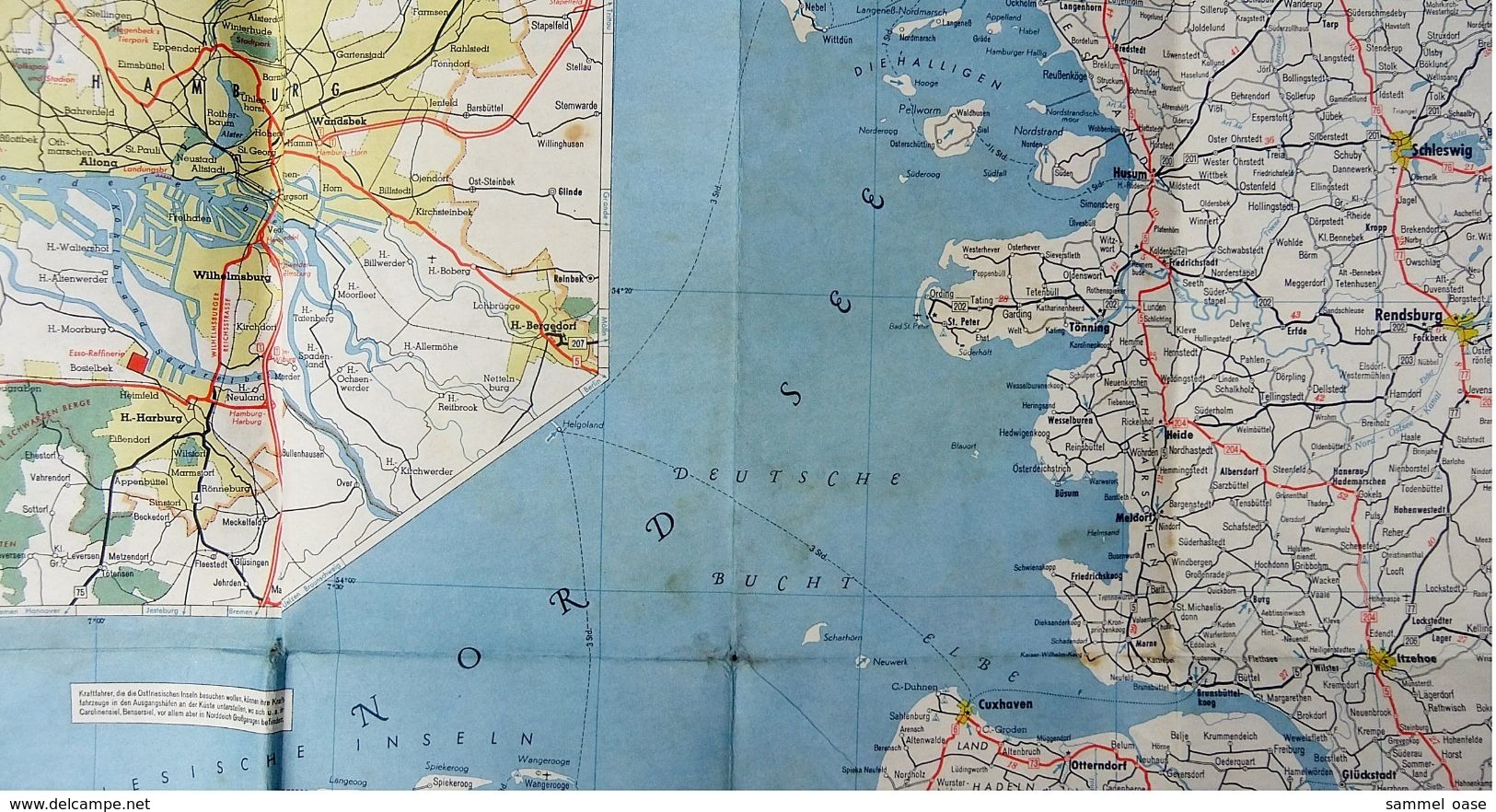 2 X Esso Strassenkarte Deutschland Süd + Nord - Ca. 61 X 61 Cm - Ca. 1956 / 1959 - Carte Stradali