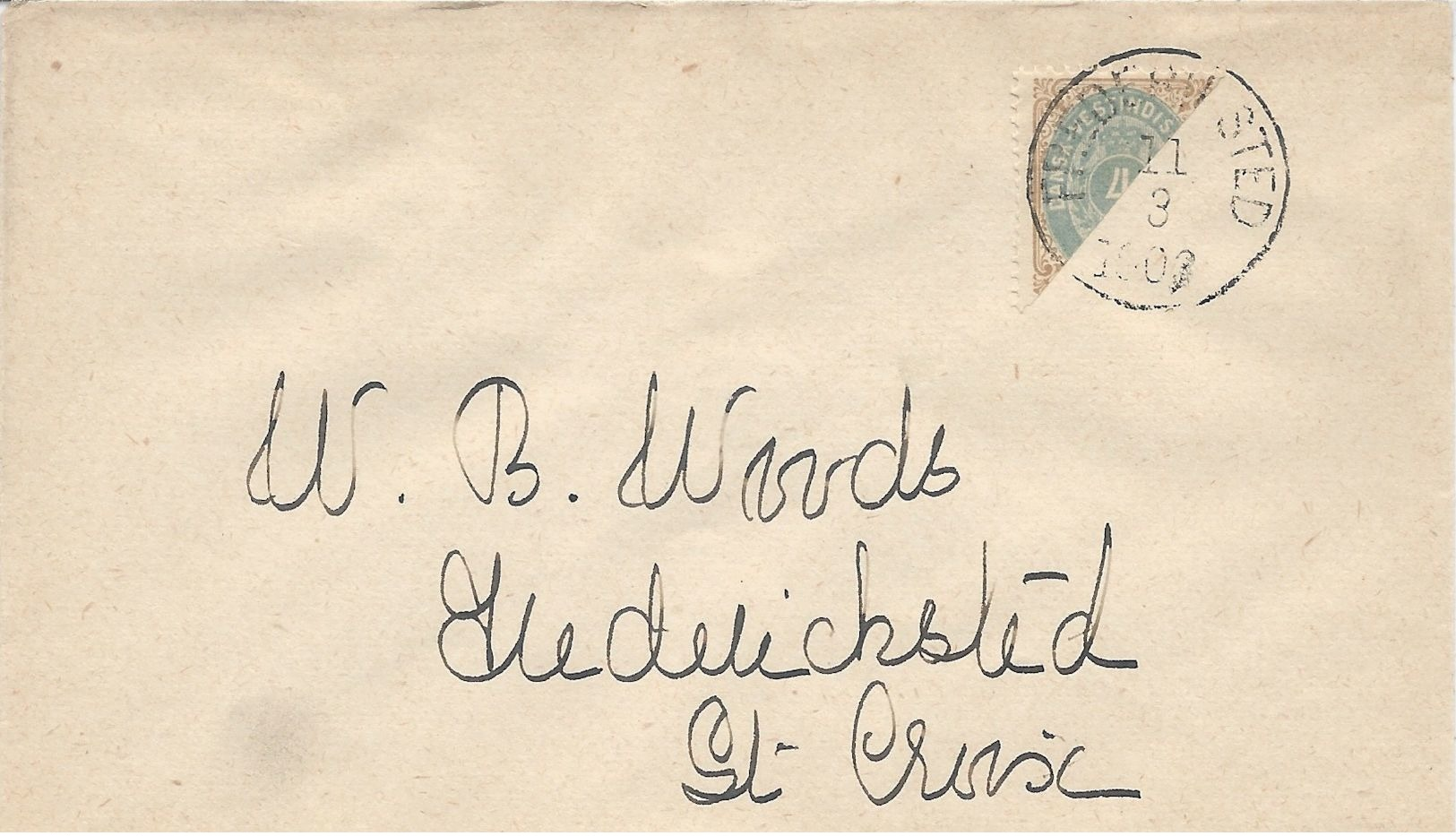 Danish West Indies, Scott #7c On 1903 Cover Used Locally Within Fredriksted, St. Croix, VF - Danish West Indies