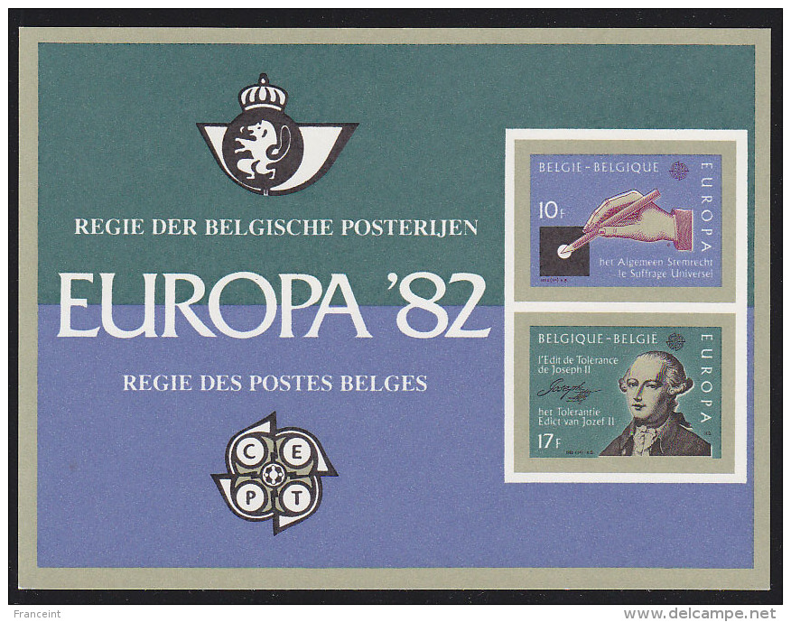 Belgium (1982) Universal Suffrage. Edict Of Tolerance. Scott Nos 1116-7.  Yvert Nos 2048-9. Deluxe Proof (LX71). - Proeven & Herdruk