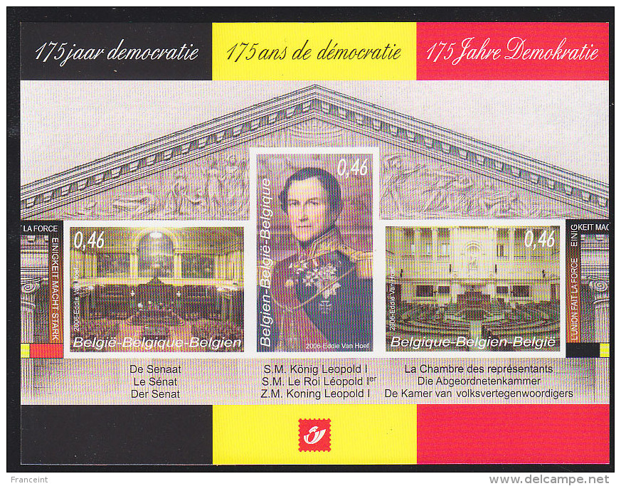 Belgium (2006) 175 Years Of Democracy. Deluxe Proof (LX95).  Scott No 2135. - Essais & Réimpressions