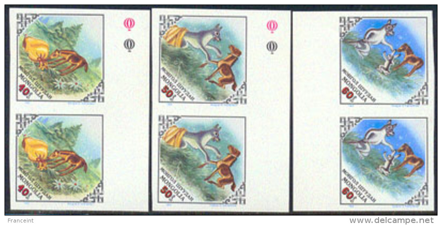 Mongolia (1983) Tale Of Foal And Hare. Set Of 9 Imperforate Pairs.  Scott Nos 1280-8, Yvert Nos 1216-24. - Mongolia