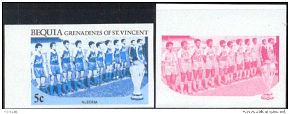 Bequia (1986) Algerian Soccer Team. Set Of 7 Progressive Color Proofs.  Scott No 220. - 1986 – Mexico