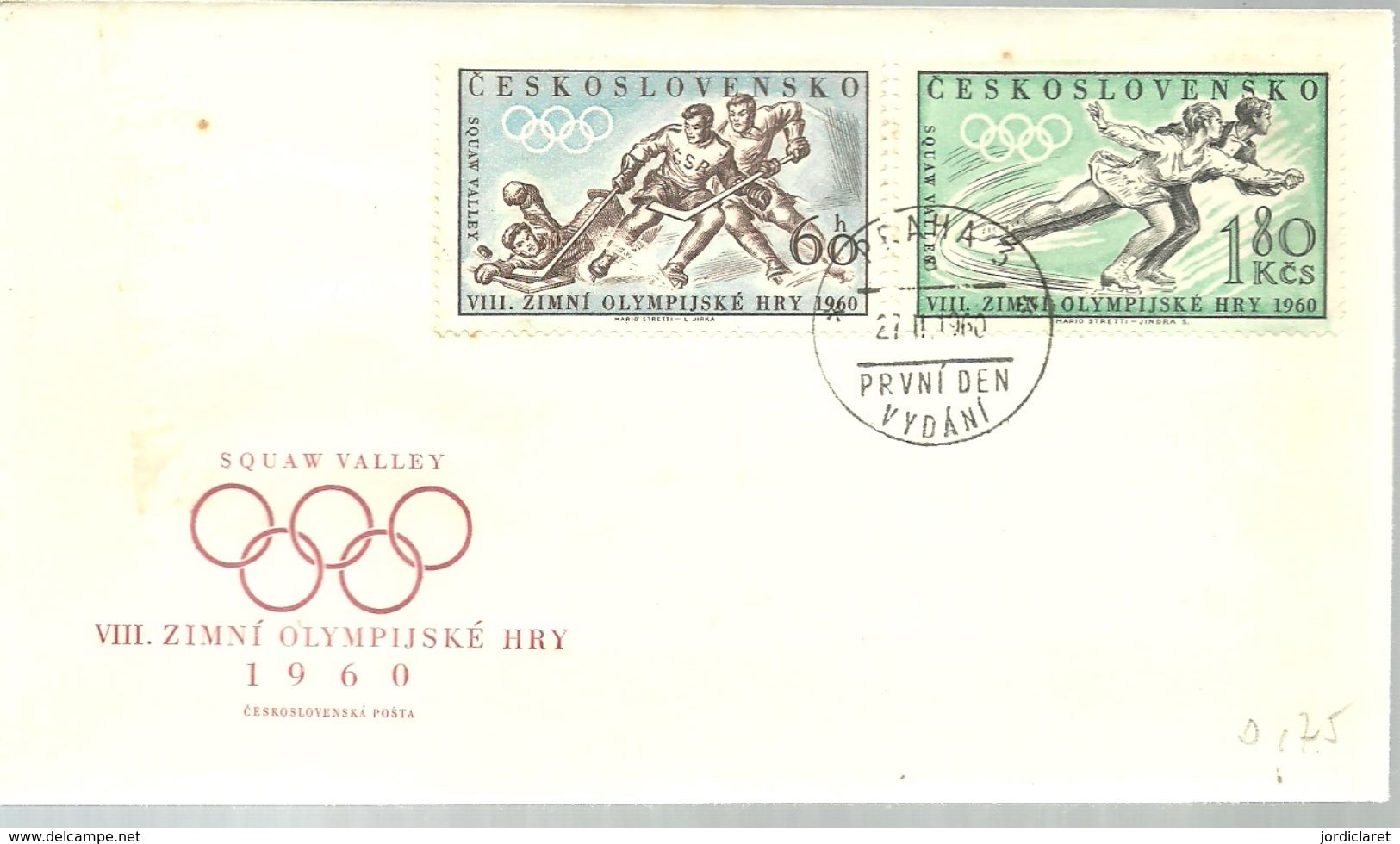 FDC CHECOSLOVAQUIA 1960 - Hiver 1960: Squaw Valley