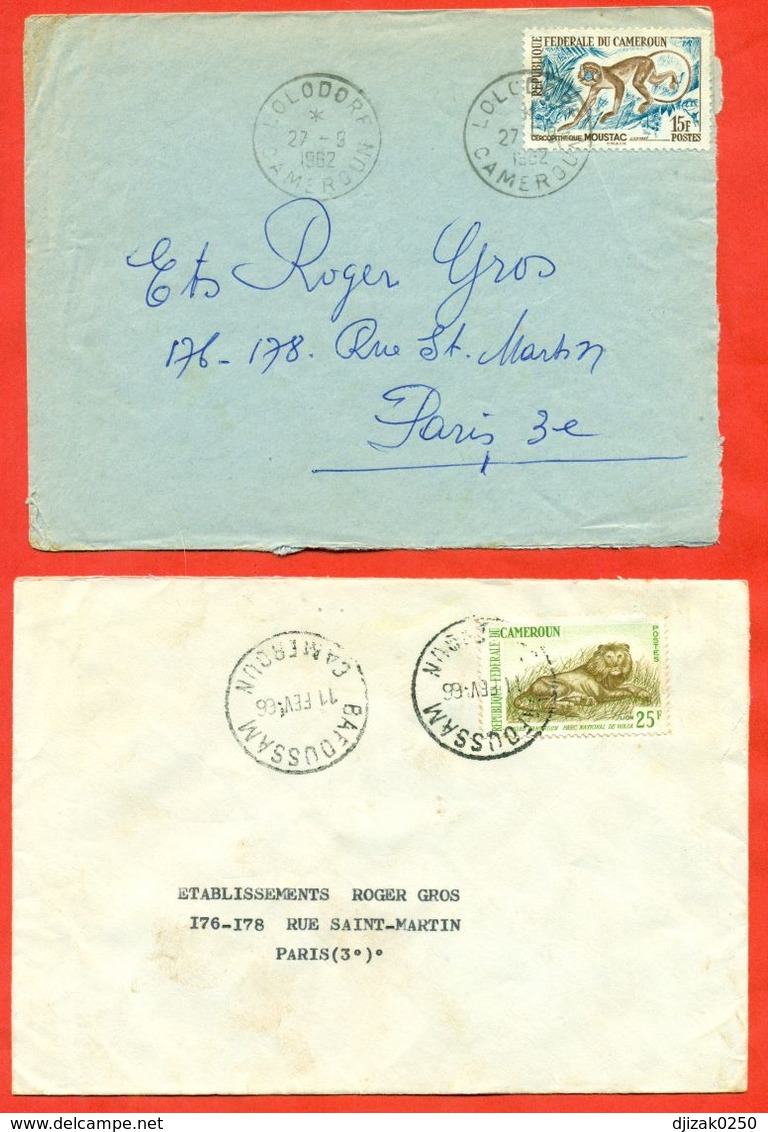 Cameroon 1962,1966. Two Envelopes Past The Mail. Fauna. - Cameroon (1960-...)