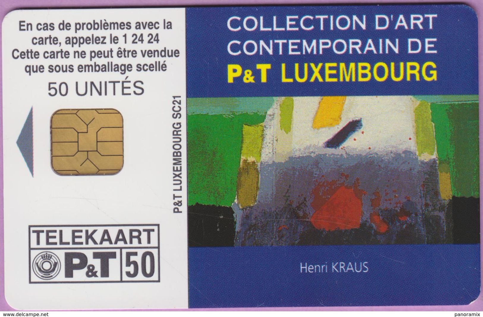 Télécarte Luxembourg °° SC21 - Peintre Henri Kraus -Orga1- 50u - 2000 - RV. - Luxembourg