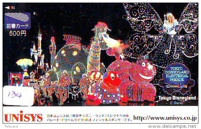 Carte Prépayée Japon * DISNEY (134) Disneyland UNISYS - Electrical Parade - PAPILLON DINOSAURE CHAT * JAPAN TOSHO CARD - Disney