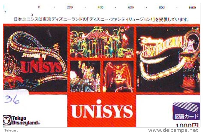 Carte Prépayée Japon * DISNEY (136) Disneyland UNISYS - Electrical Parade - PAPILLON DINOSAURE  * JAPAN TOSHO CARD - Disney