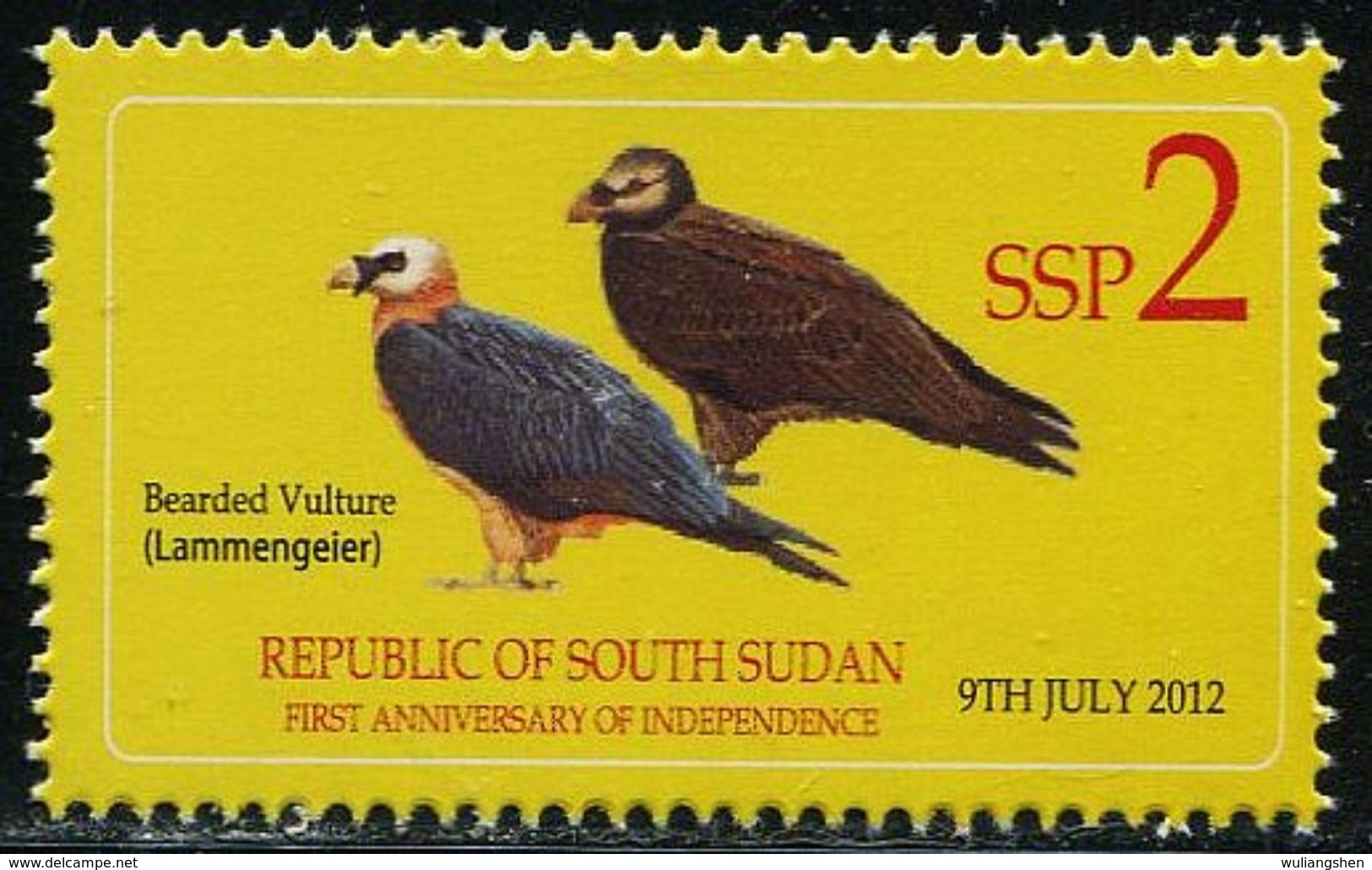 XD1150 South Sudan 2012 Bird Vulture 1V MNH - Sud-Soudan