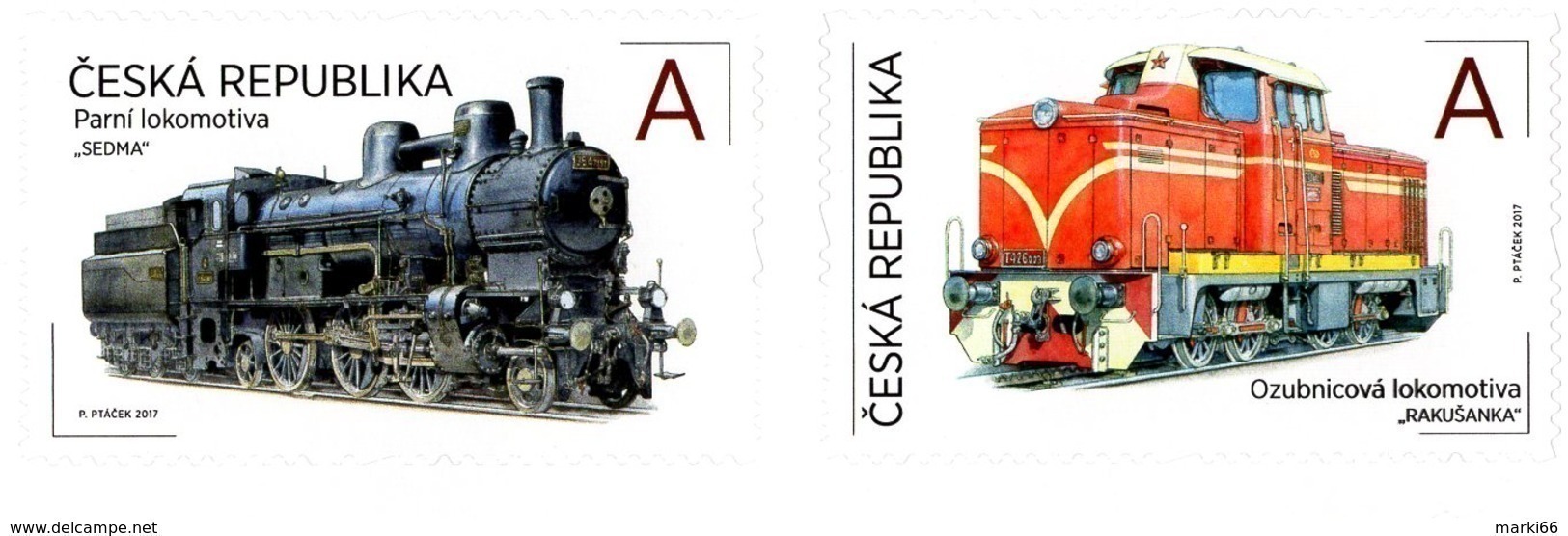 Czech Republic - 2017 - The World On The Rails - Steam And Cog Locomotives - Self-adhesive Stamp Set - Nuevos