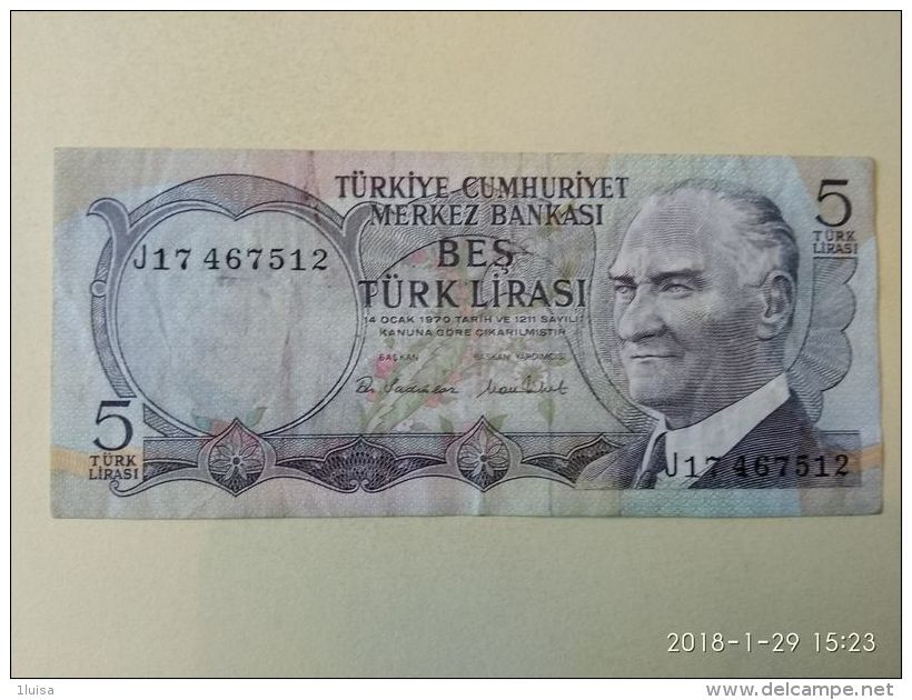 5 Lirasi 1970 - Turchia