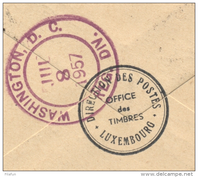 Luxembourg - 1957 - Baden Powell / Scouting And Josephine Charlotte On FDC To Washington / USA - Brieven En Documenten