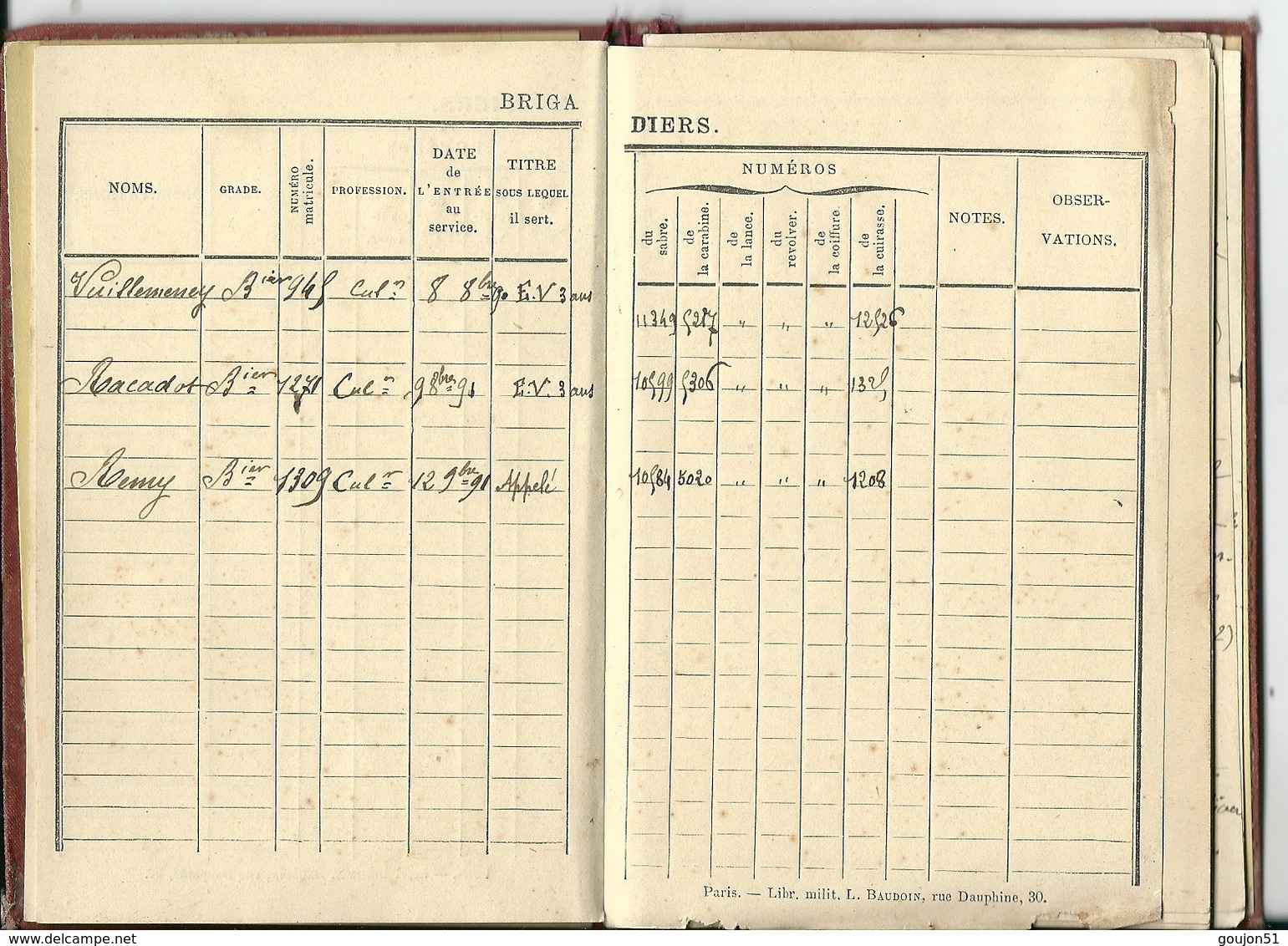 Www1 Français:cavalerie Carnet De Brigadier 11e Régiment De Cuirassiers 4e Escadron 2e Peloton 1e Escouade - 1914-18