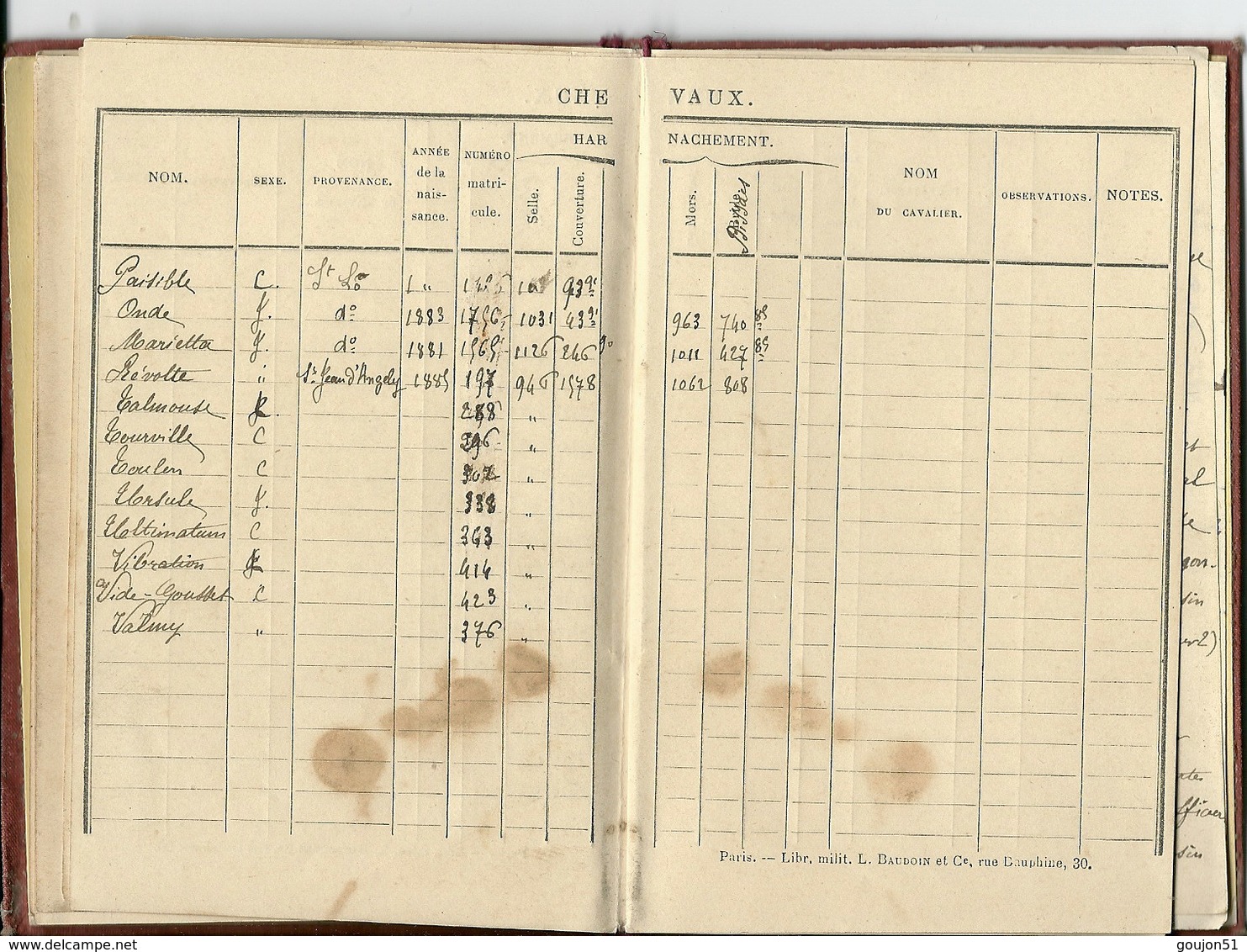 www1 français:cavalerie carnet de brigadier 11e régiment de cuirassiers 4e escadron 2e peloton 1e escouade