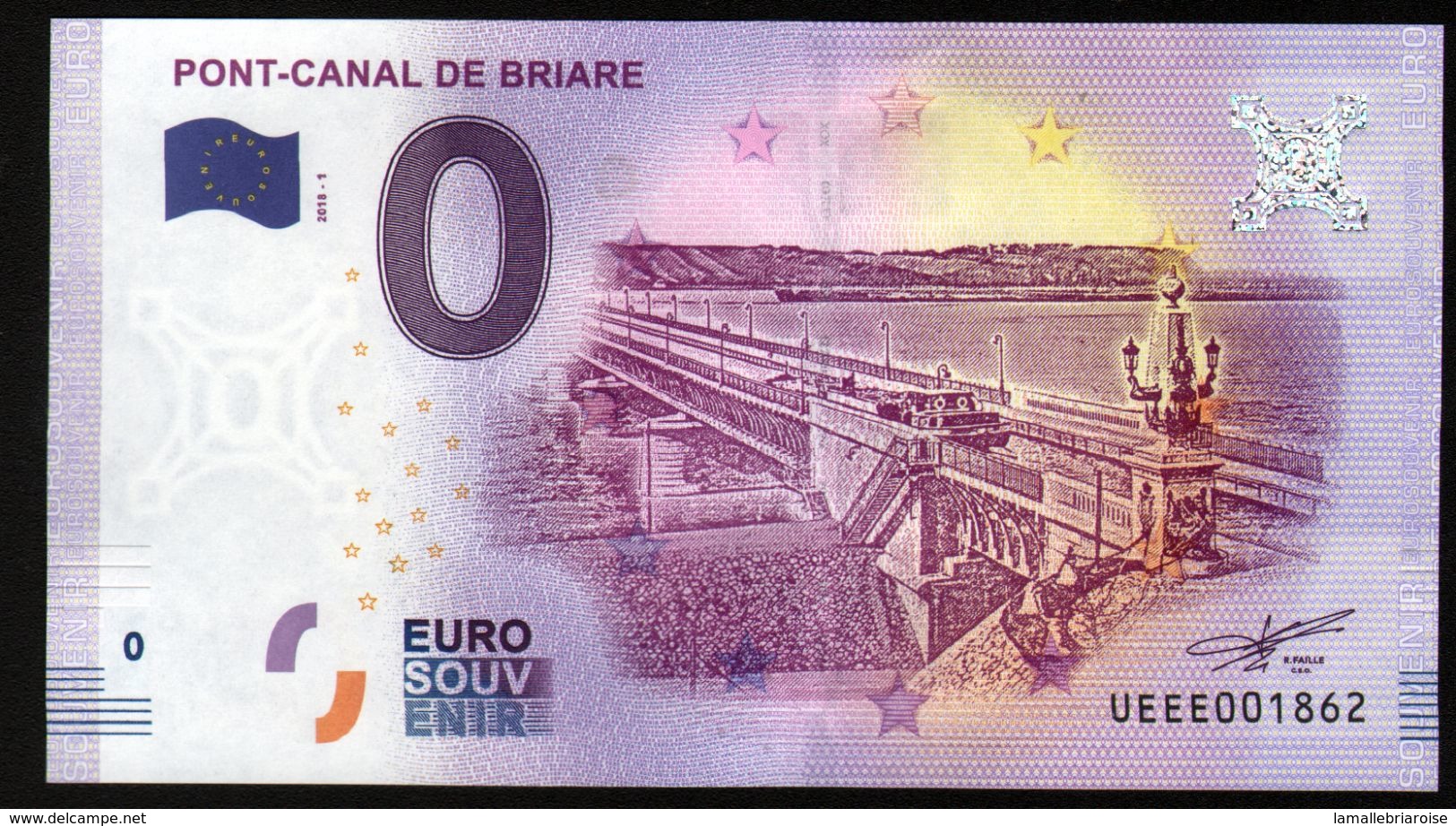 France - Billet Touristique 0 Euro 2018 N° 1862 (UEEE001862/5000) - PONT-CANAL DE BRIARE - Pruebas Privadas