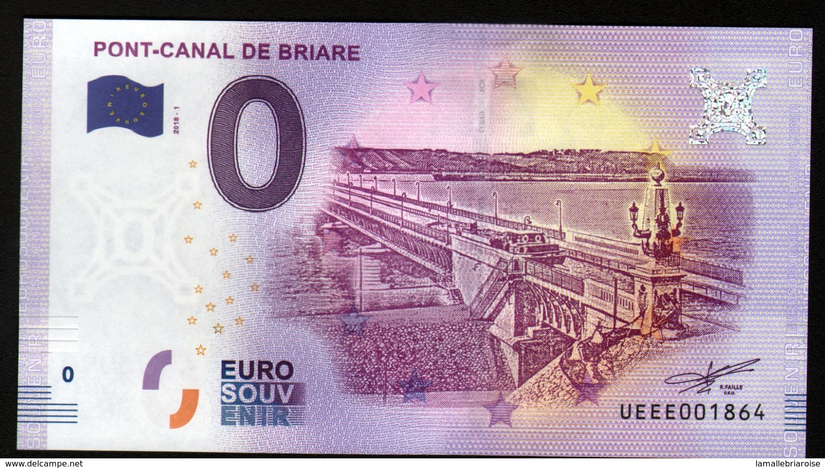 France - Billet Touristique 0 Euro 2018 N° 1864 (UEEE001864/5000) - PONT-CANAL DE BRIARE - Privatentwürfe