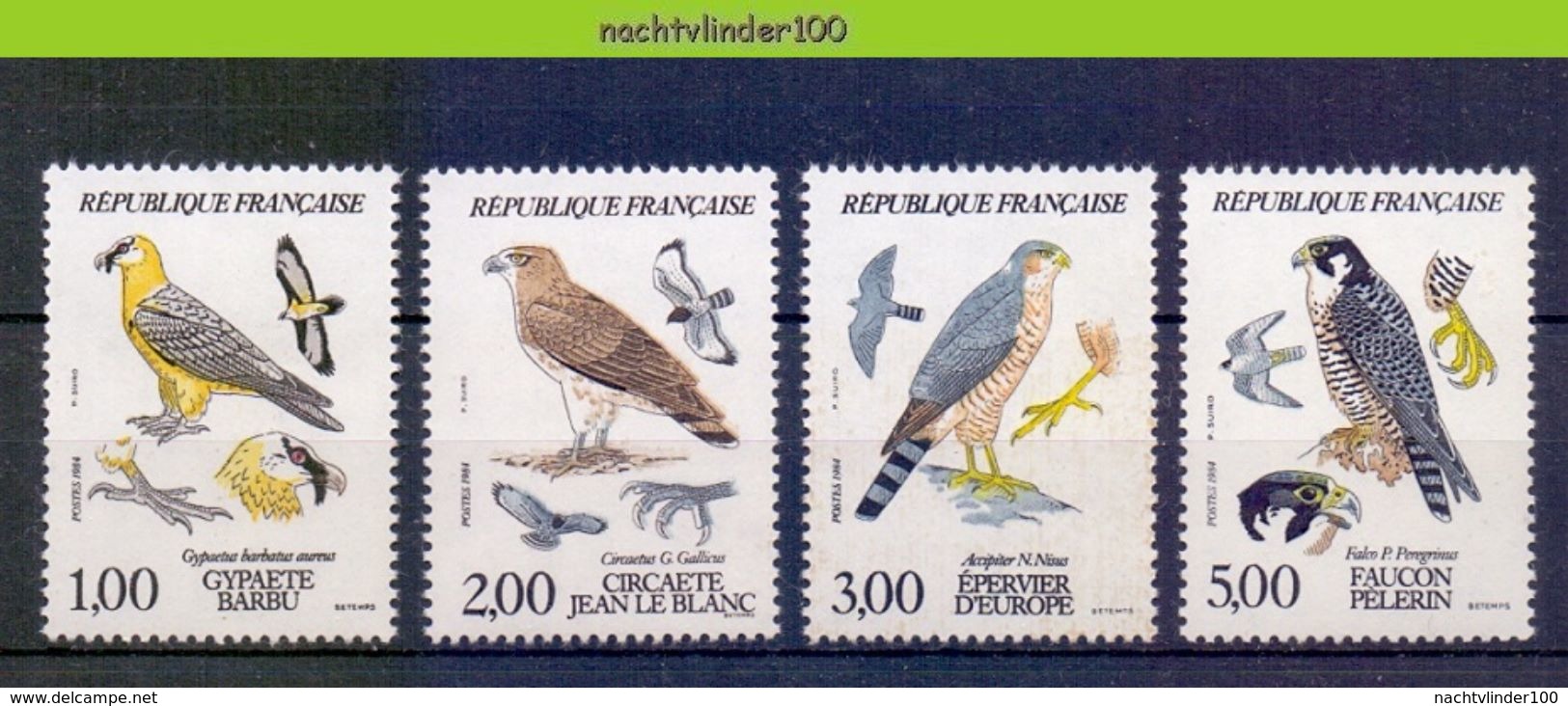 Mwe2582 FAUNA ROOFVOGELS BIRDS OF PREY GREIFVÖGEL RAUBVÖGEL AVES OISEAUX FRANCE 1984 PF/MNH - Arends & Roofvogels