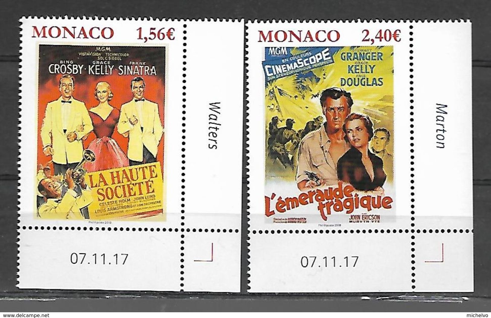 Monaco 2018 - Yv N° 3118 & 3119 ** - Les Films De Grace Kelly  (Haute Société Et L'émeraude Tragique) - Unused Stamps