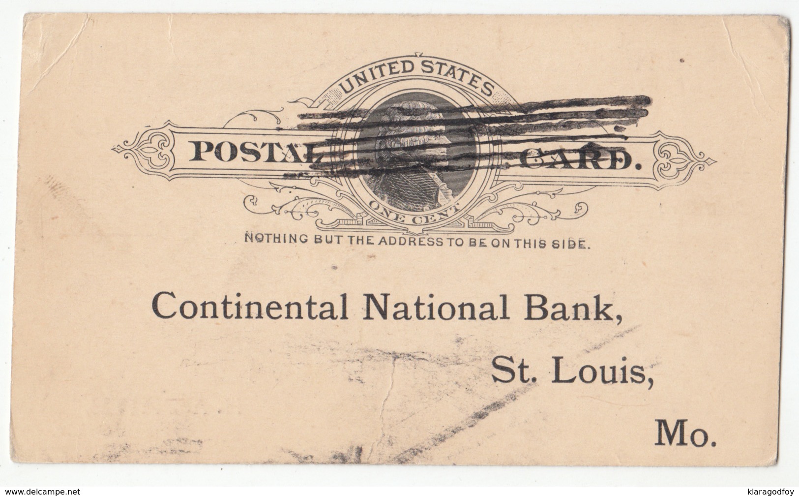 USA, Western National Bank Postal Stationery Postcard Travelled 1895 B180122 - ...-1900