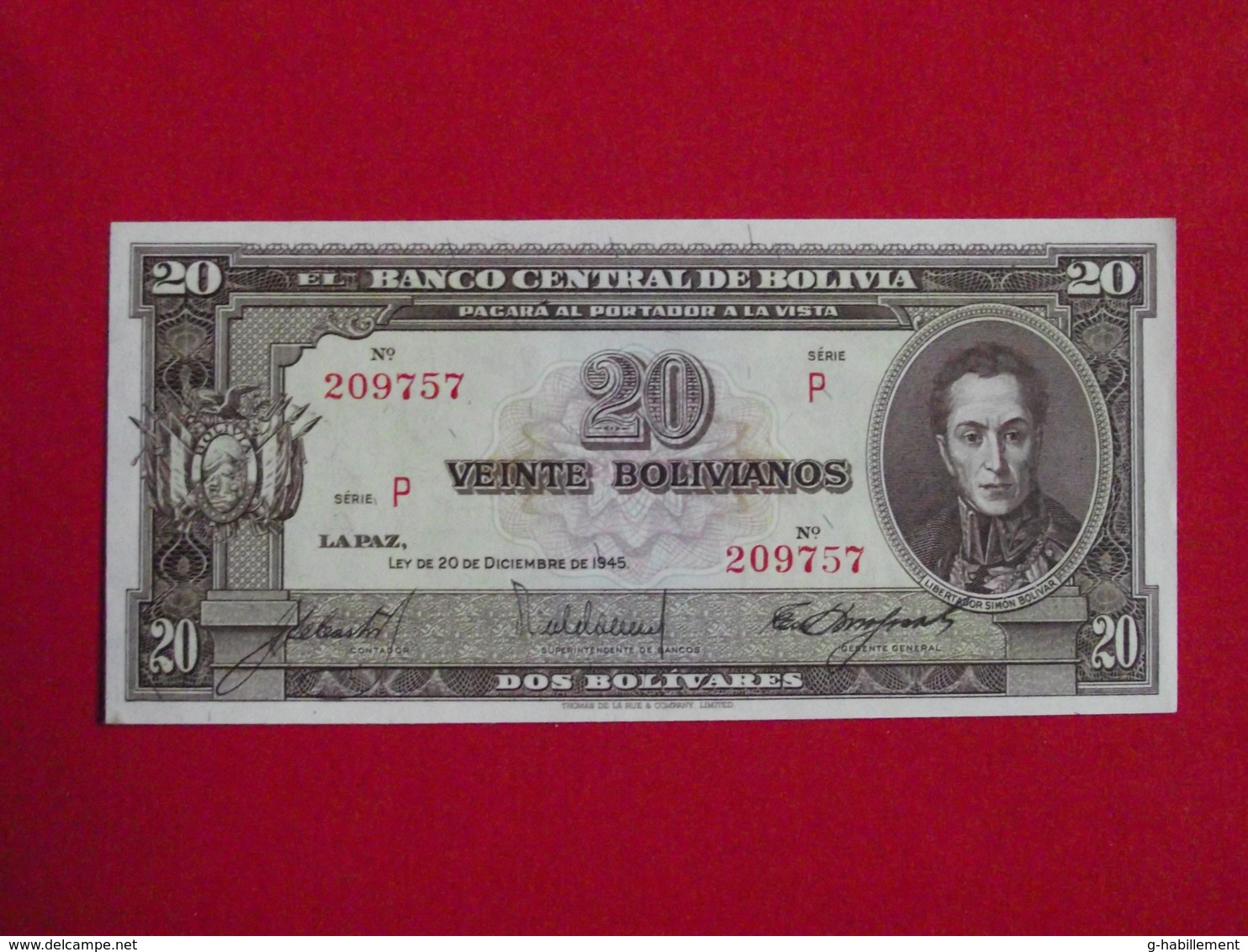 Bolivie - Bolivia 20 Veinte Bolivianos 1945 Pick 140 NEUF / UNC ! (CLN79 ) - Bolivia