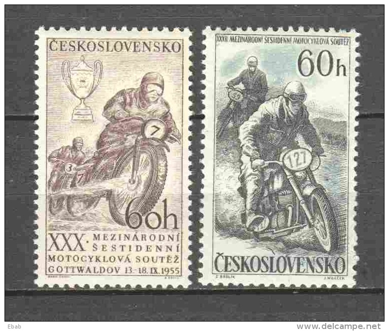 Czechoslowakia 1955-1957 Mi 933 + 1034 MNH MOTOR CROSS - Motorfietsen