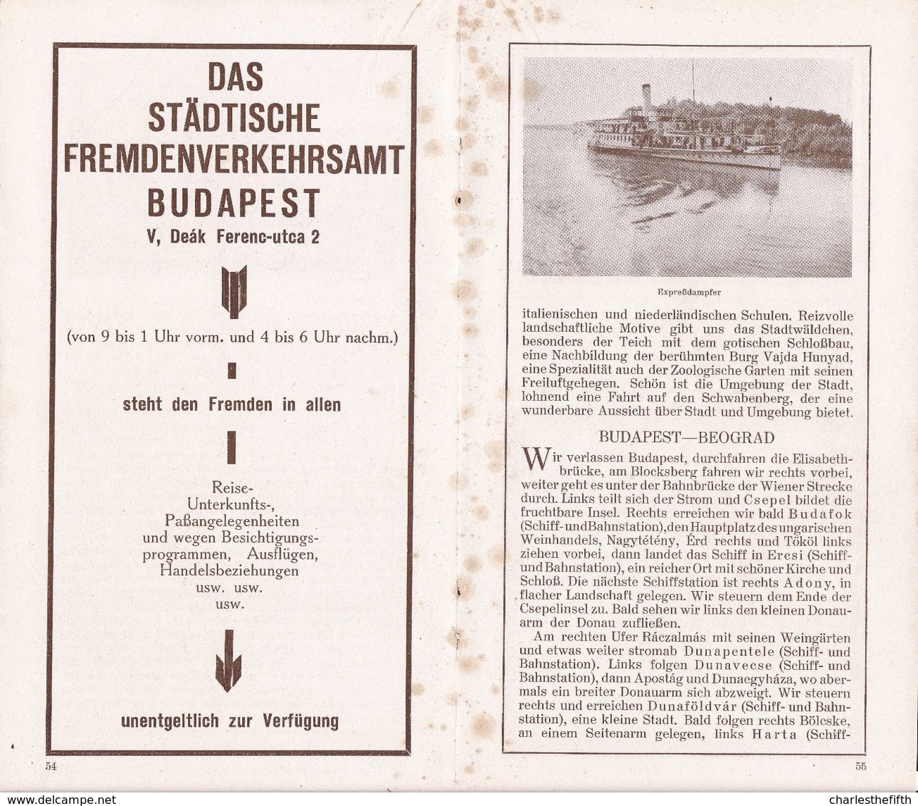 SELTEN !! UM 1930 - REISEFÜHRER ** ERSTE DONAU DAMPFSCHIFFAHRTS GESELLSCHAFT WIEN - Von Passau Bis Giurgiu Und Russe ** - Dampfer