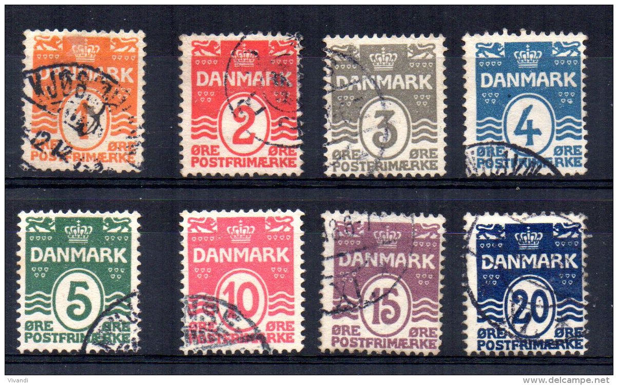 Denmark - 1905/10 - Numerals (Crown Watermark, Perf 12&frac12;) - Used - Usati