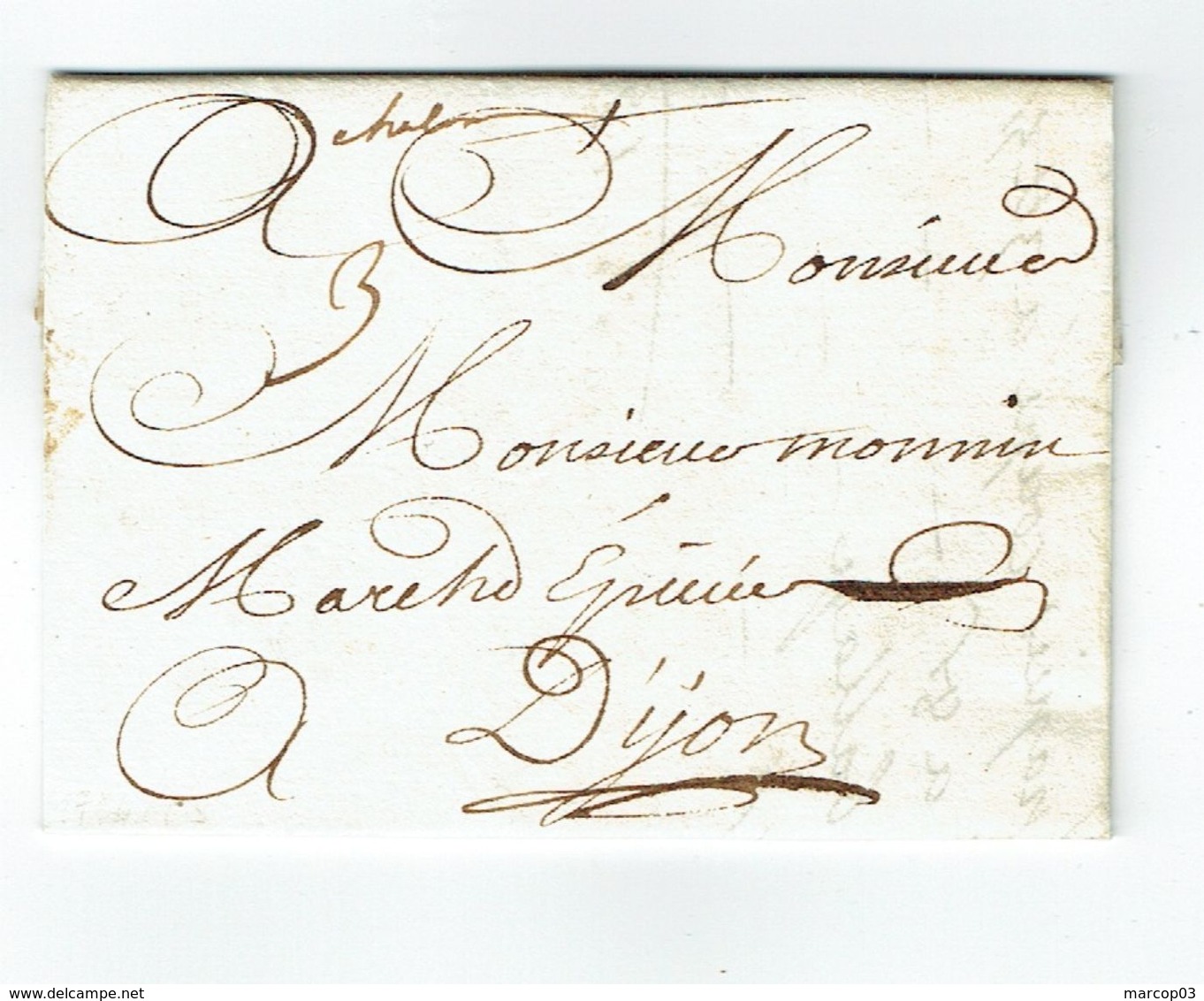 SAONE ET LOIRE 71 CHALON SUR SAONE  LAC Du 24/10/1724 Marque Manuscrite "Chalon" Taxe 3 TTB - 1701-1800: Précurseurs XVIII