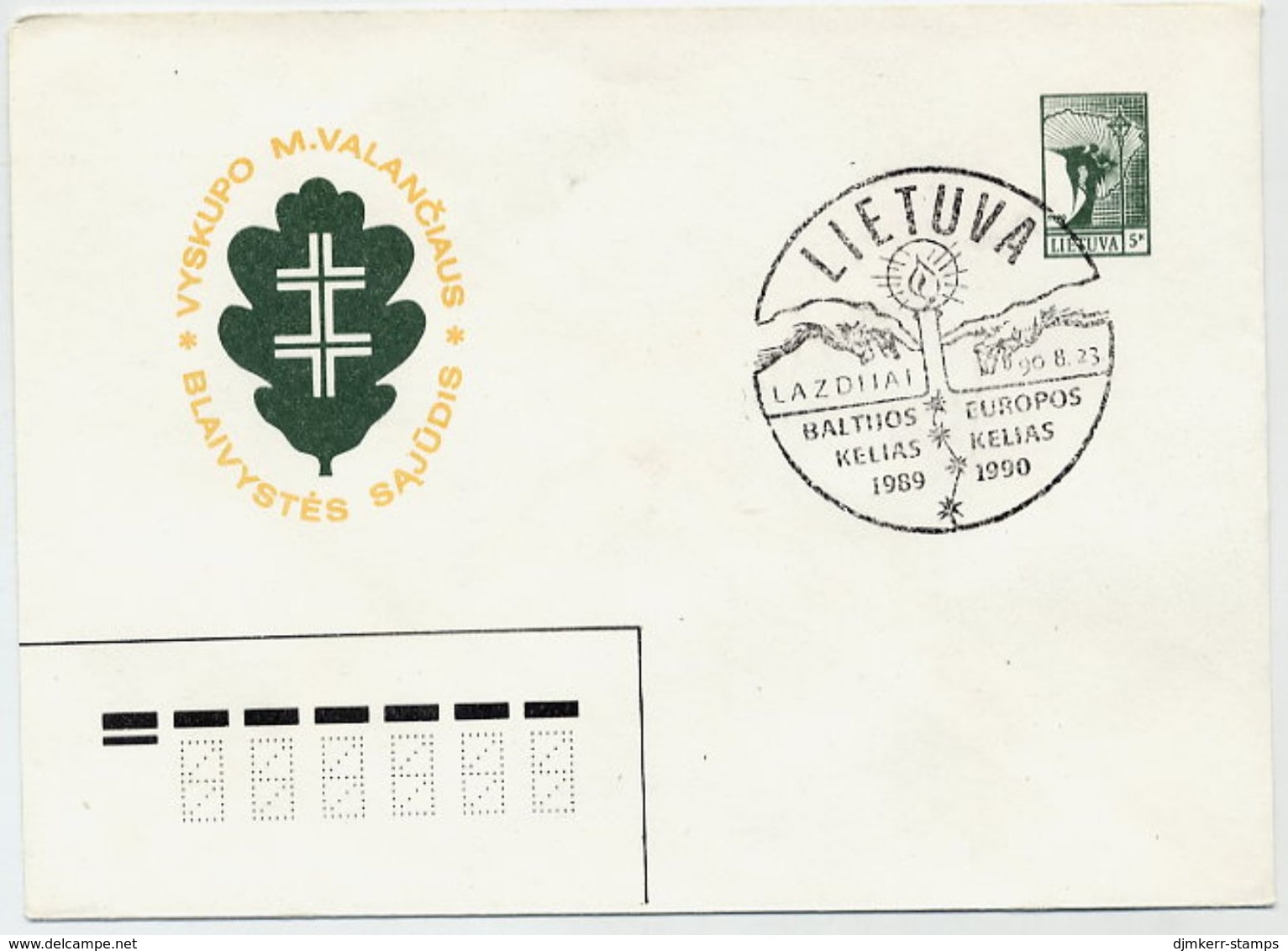 LITHUANIA 1990 Abstinence Movement Stationery Envelope, Cancelled.  Michel U6 - Lituanie