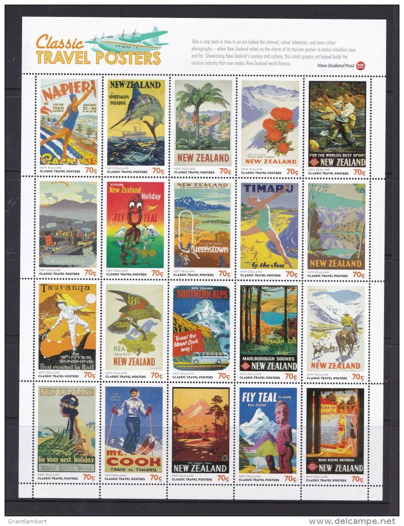 New Zealand 2013 Classic Travel Posters Sheet MNH - Unused Stamps