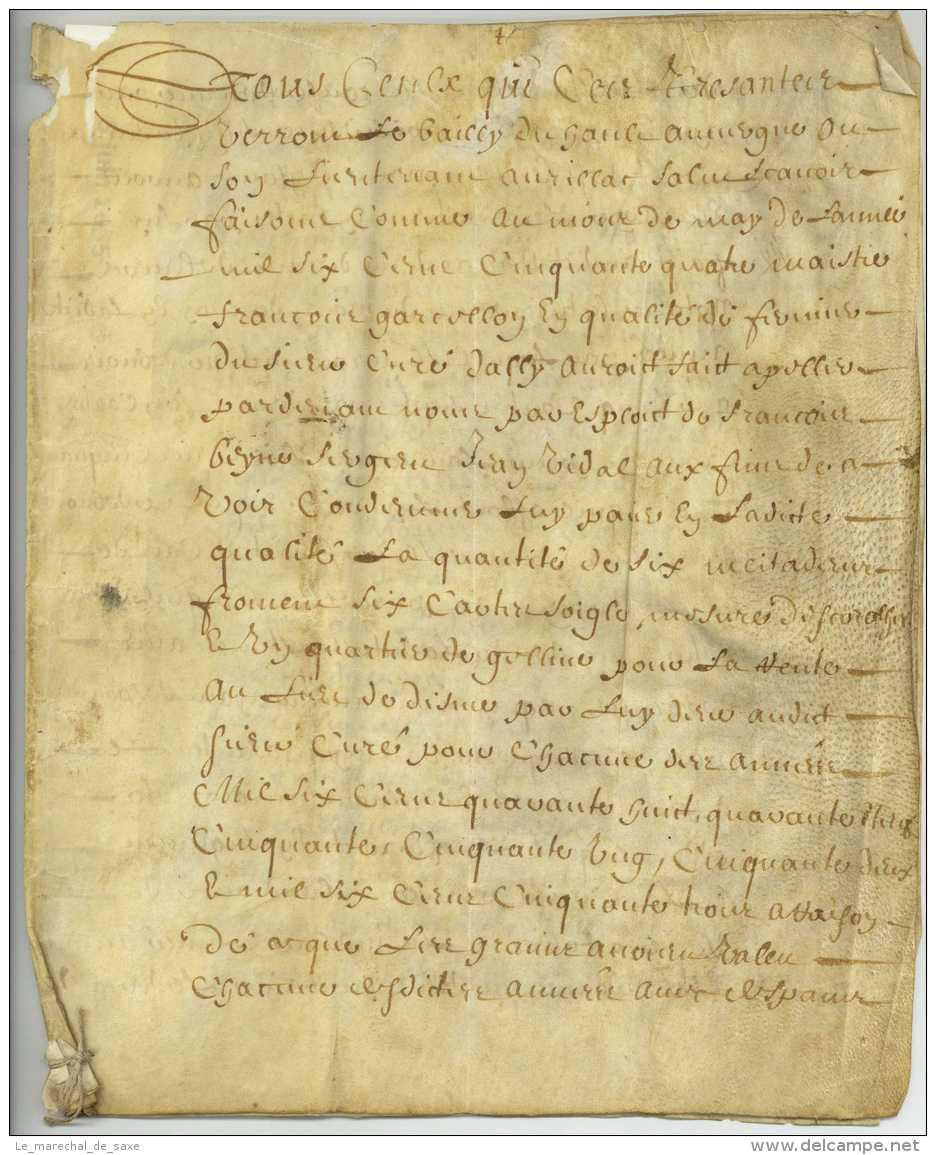 1655 Aurillac Auvergne Parchemin Veyne Vidal Garcellon - Manuscripts