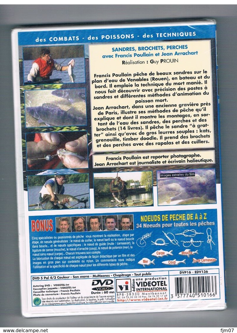 DVD -PECHE-SANDRES-BROCHETS-PERCHES  N°16 DUREE 60 Minutes-NEUF DANS EMBALAGE D'ORIGINE - (voir Les 2 Scans) - Deporte