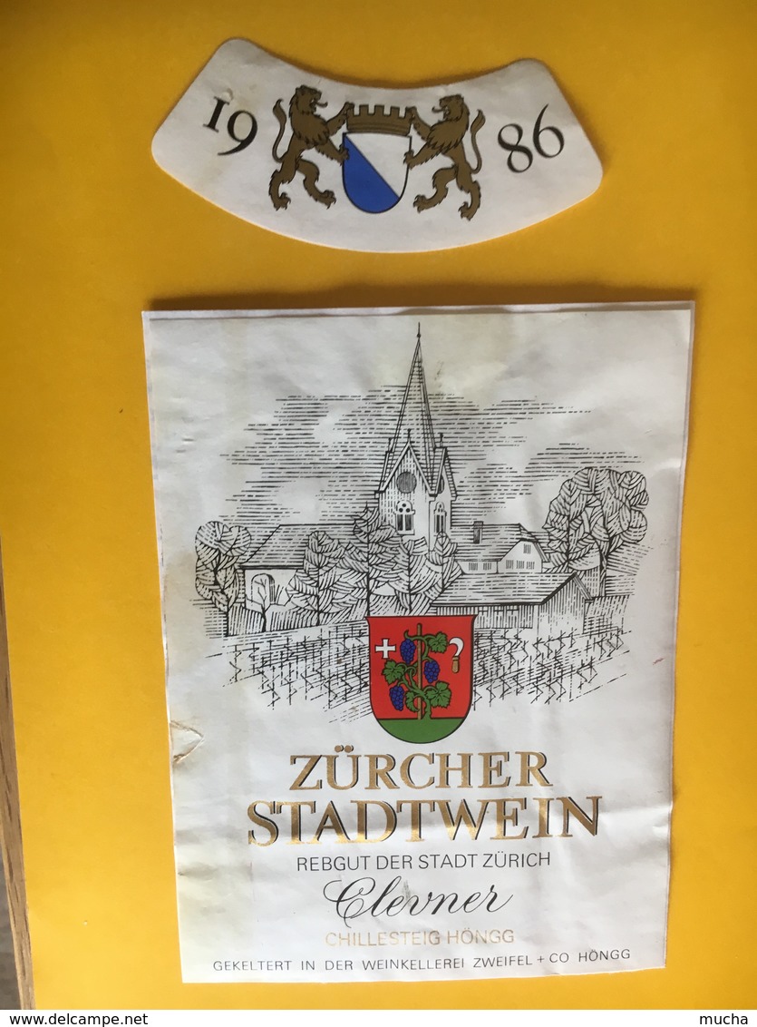 5718 - Zürcher Stadtwein Clevner 1986 (Pinot Noir)  Suisse Vigne Dela Ville De Zürich (collée Sur Papier) - Autres & Non Classés