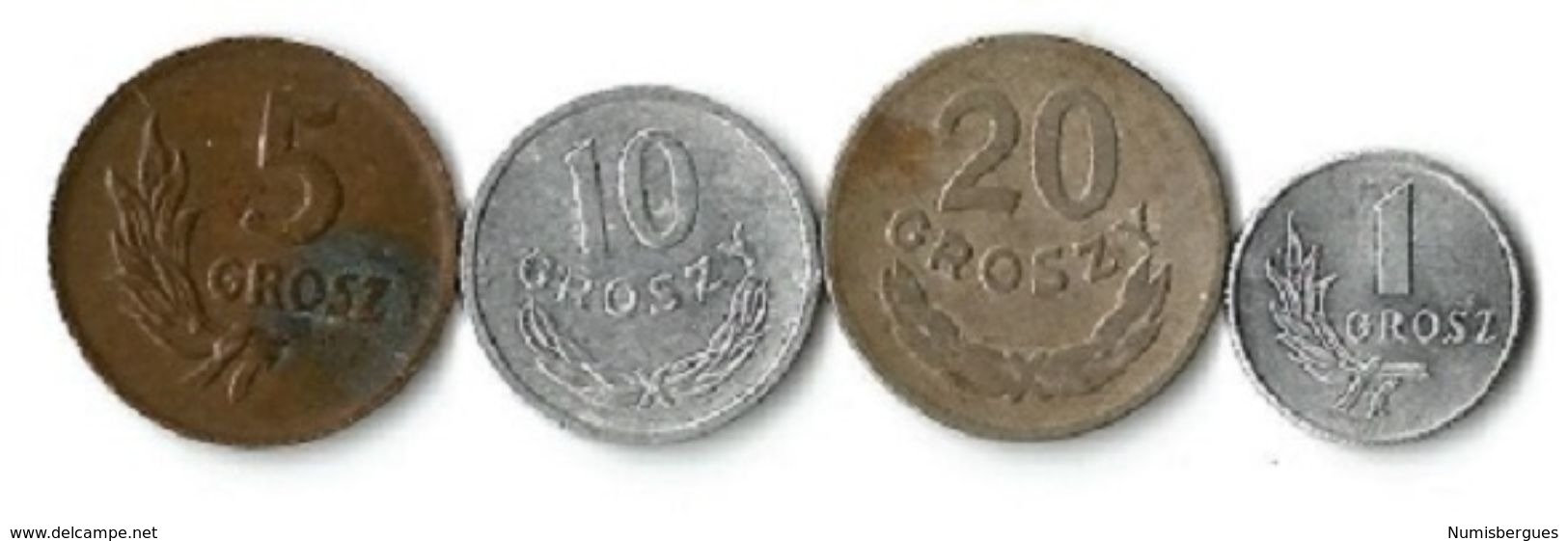 Lot 4 Pièces De Monnaie  1 - 5 - 10 Et  20 Grosz - Pologne
