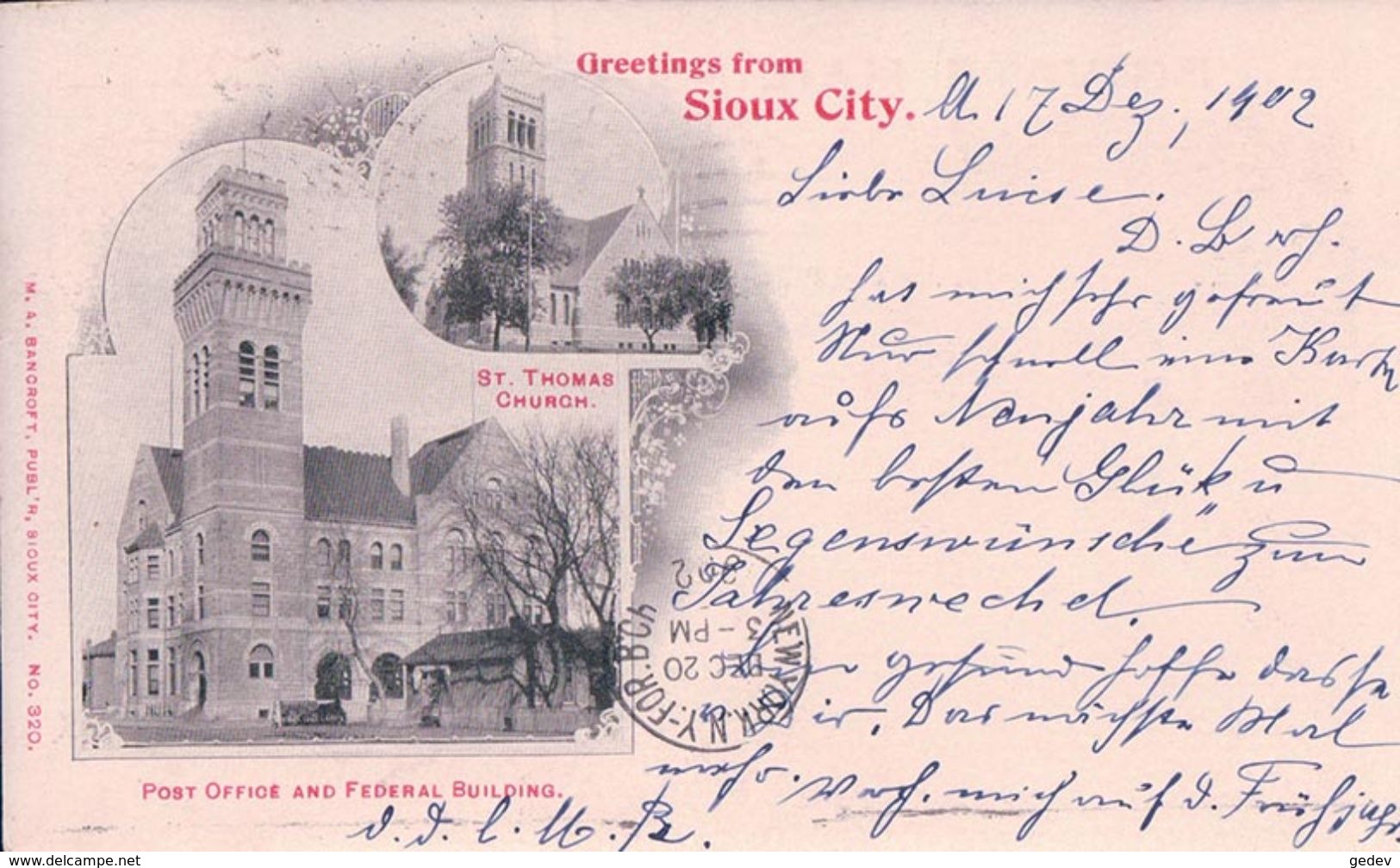 USA, Sioux City Iowa, Post Office And Federal Building (17.12.1902) - Sioux City