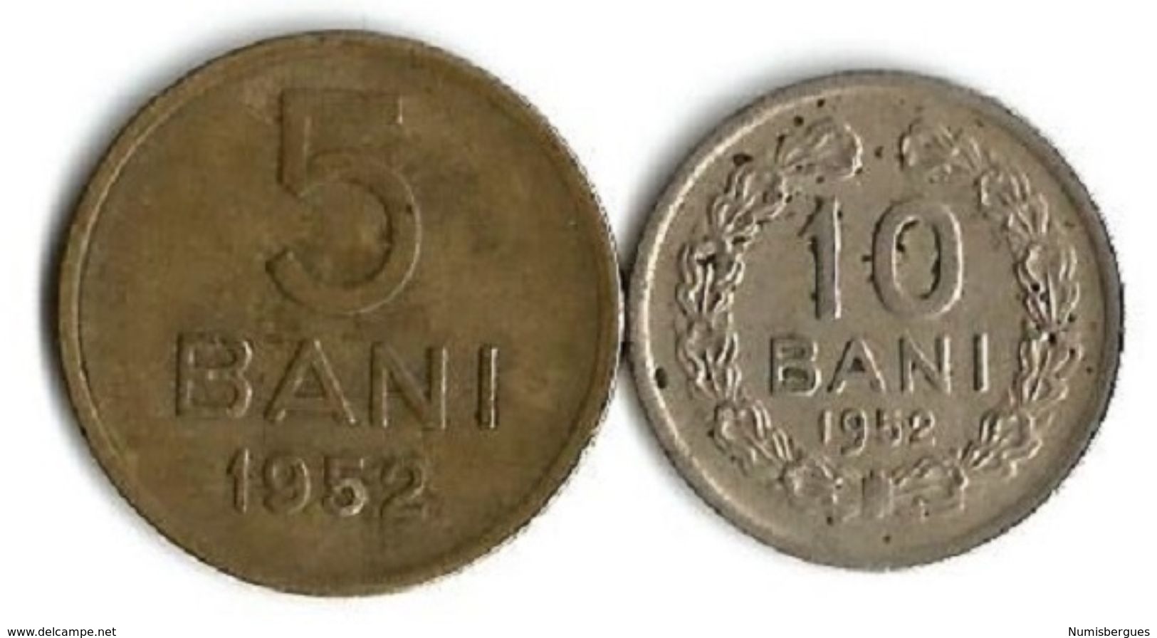 Lot 2 Pièces De Monnaie 5 Et 10 Bani  1952 - Romania