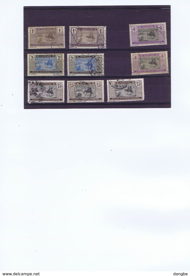 Type Marchand Traversant Le Désert - Mauritanie: 1c, 2c, 4c, 15c Différentes Nuances - Used Stamps