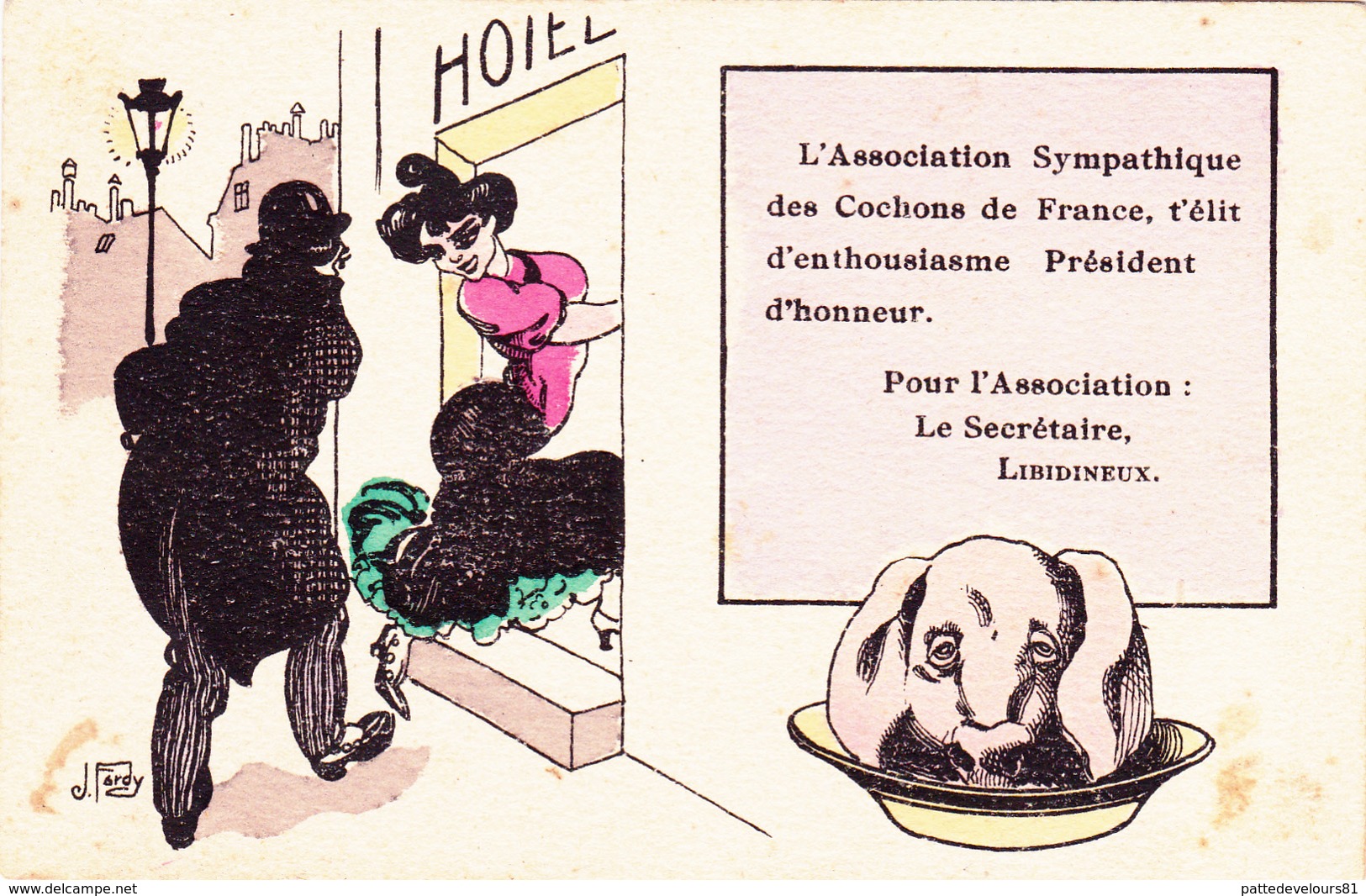 CPA  Prostituée Prostitution Cochon Porc Pig Libidineux Humour Illustrateur J. FARDY - Andere & Zonder Classificatie