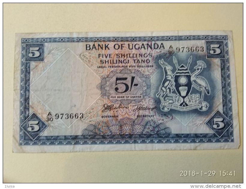 5 Shillings 1966 - Uganda