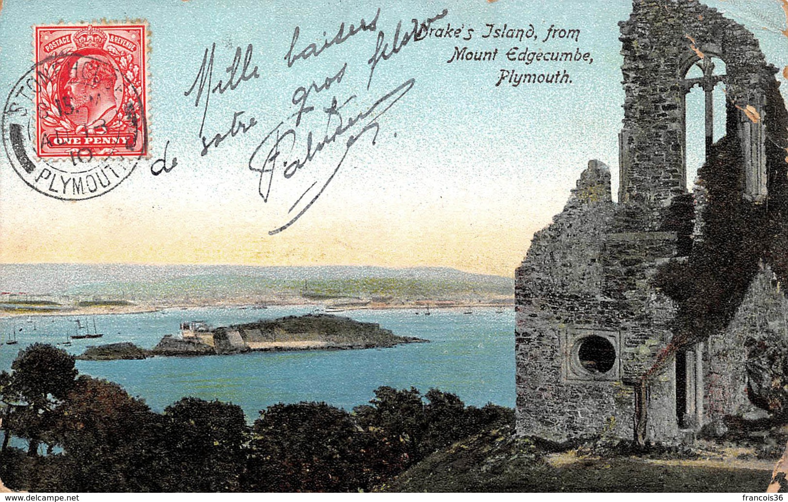 Angleterre England - Plymouth - Drake's Island From Mount Edgecumbe 1910 - Plymouth