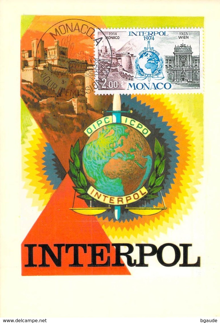 MONACO CARTE MAXIMUM  NUM.YVERT 966 INTERPOL - Cartas Máxima