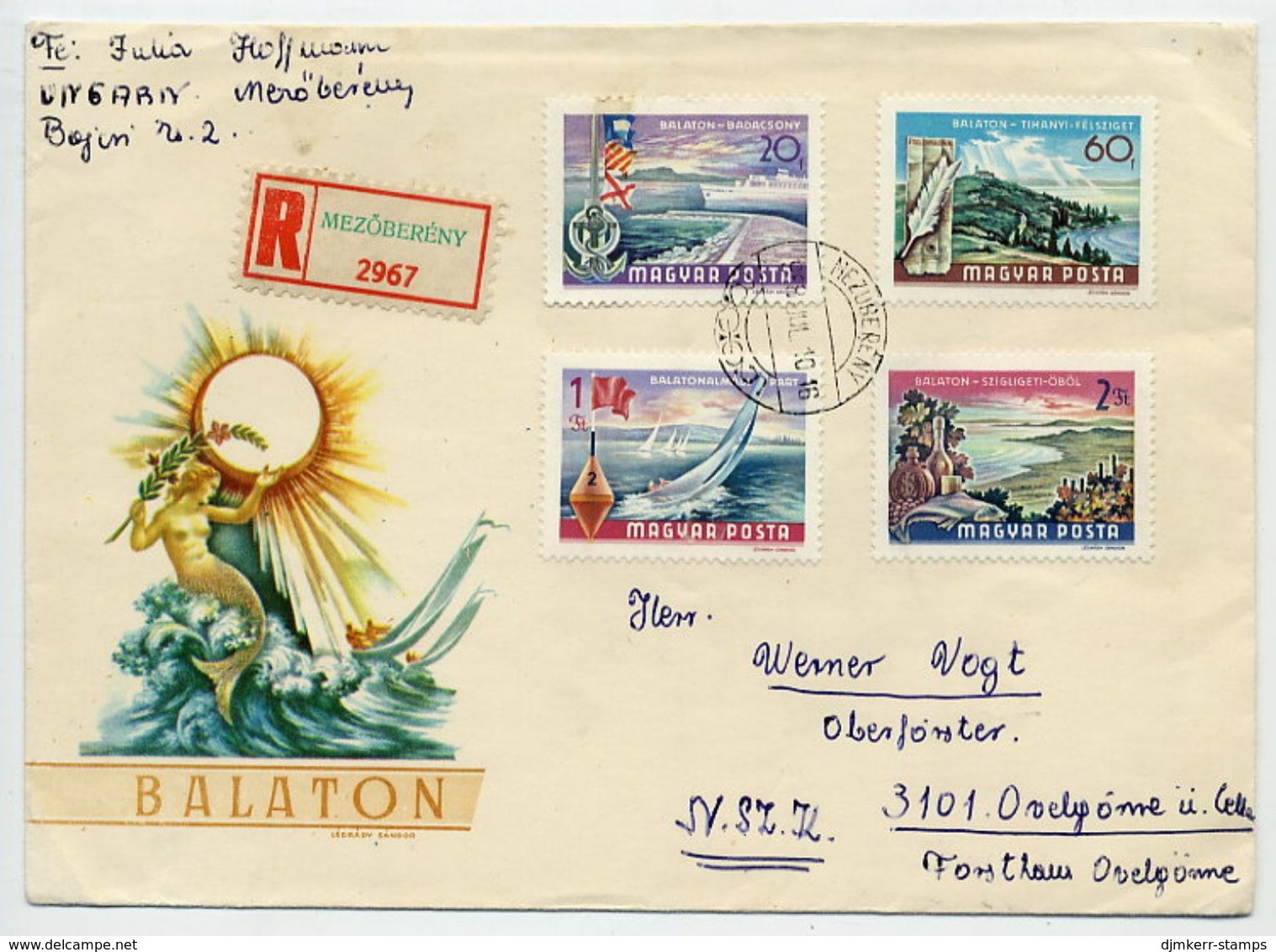 HUNGARY 1968 Lake Balaton Views Set On Registered Cover.  Michel 2417-20A - Covers & Documents