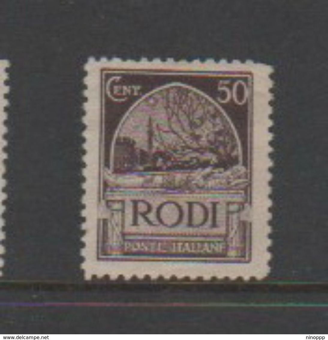 Italy-Colonies And Territories-Aegean General Issue-Rodi S8 1932 Pictorials Perf 11 50c Dark Brown Mint Hinged - General Issues