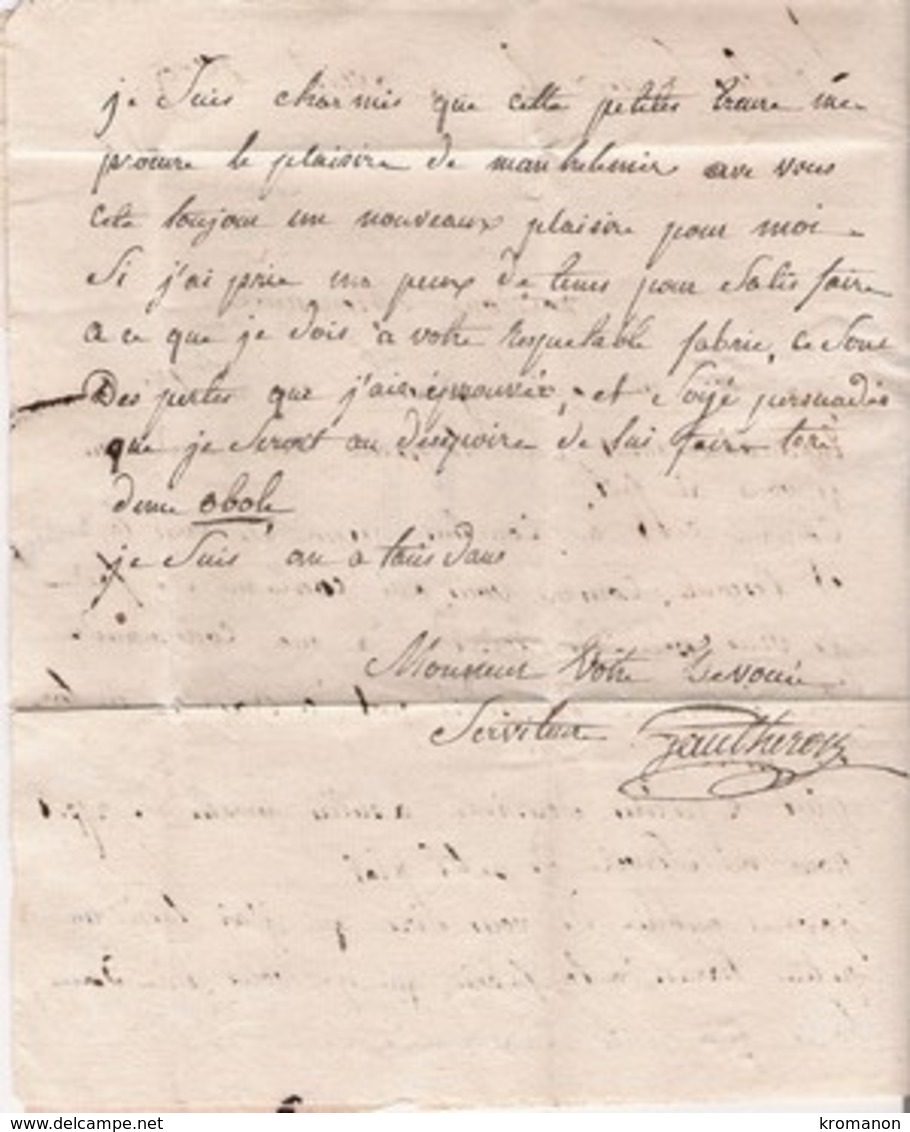 Lettre De 1809 Adessée à Royer Manufacture Faïence St Clément De Lons Le Saunier (Gautheron)  Tampon 38 - 1800 – 1899