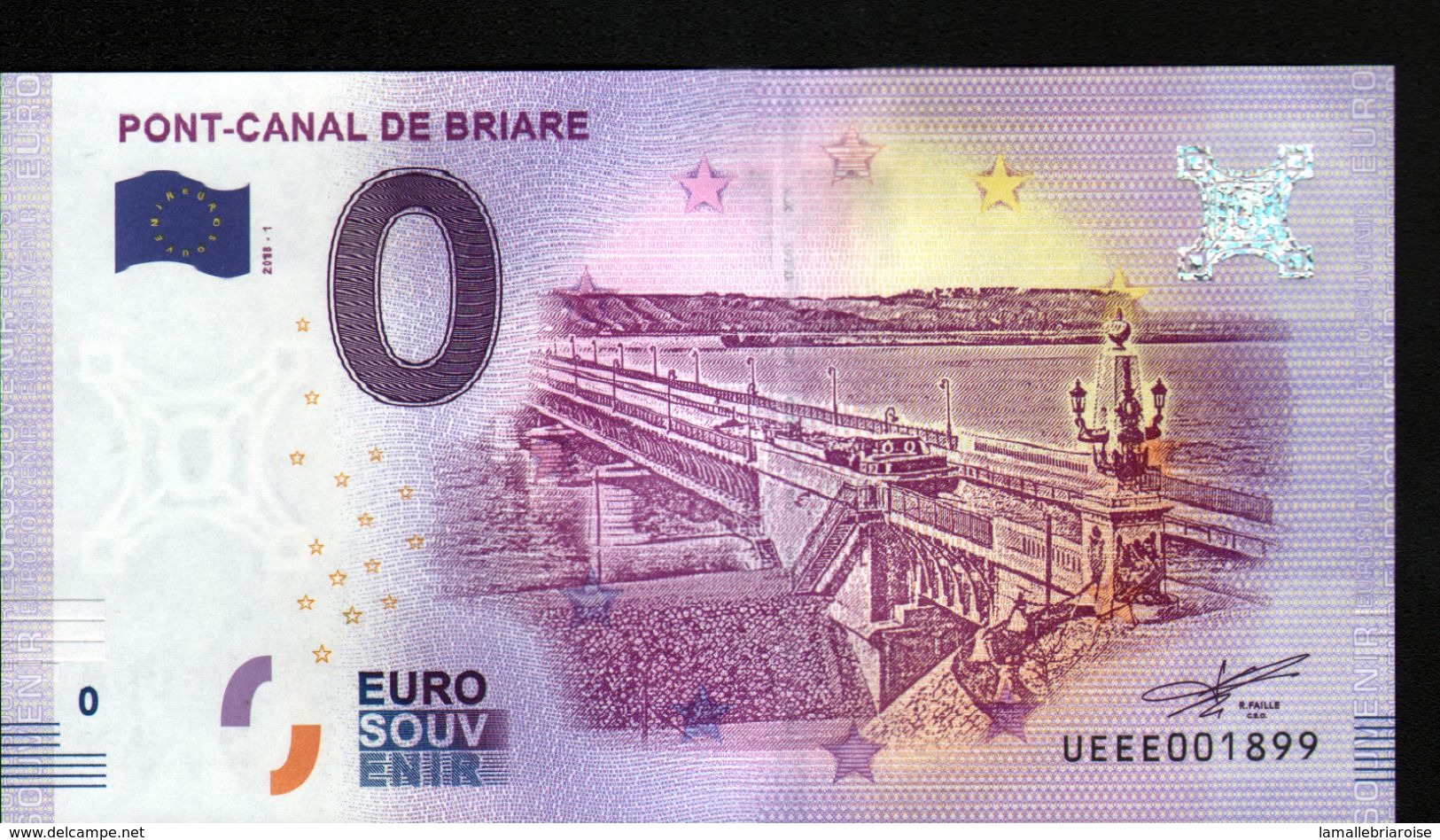 France - Billet Touristique 0 Euro 2018 N° 1899 (UEEE001899/5000) - PONT-CANAL DE BRIARE - Essais Privés / Non-officiels